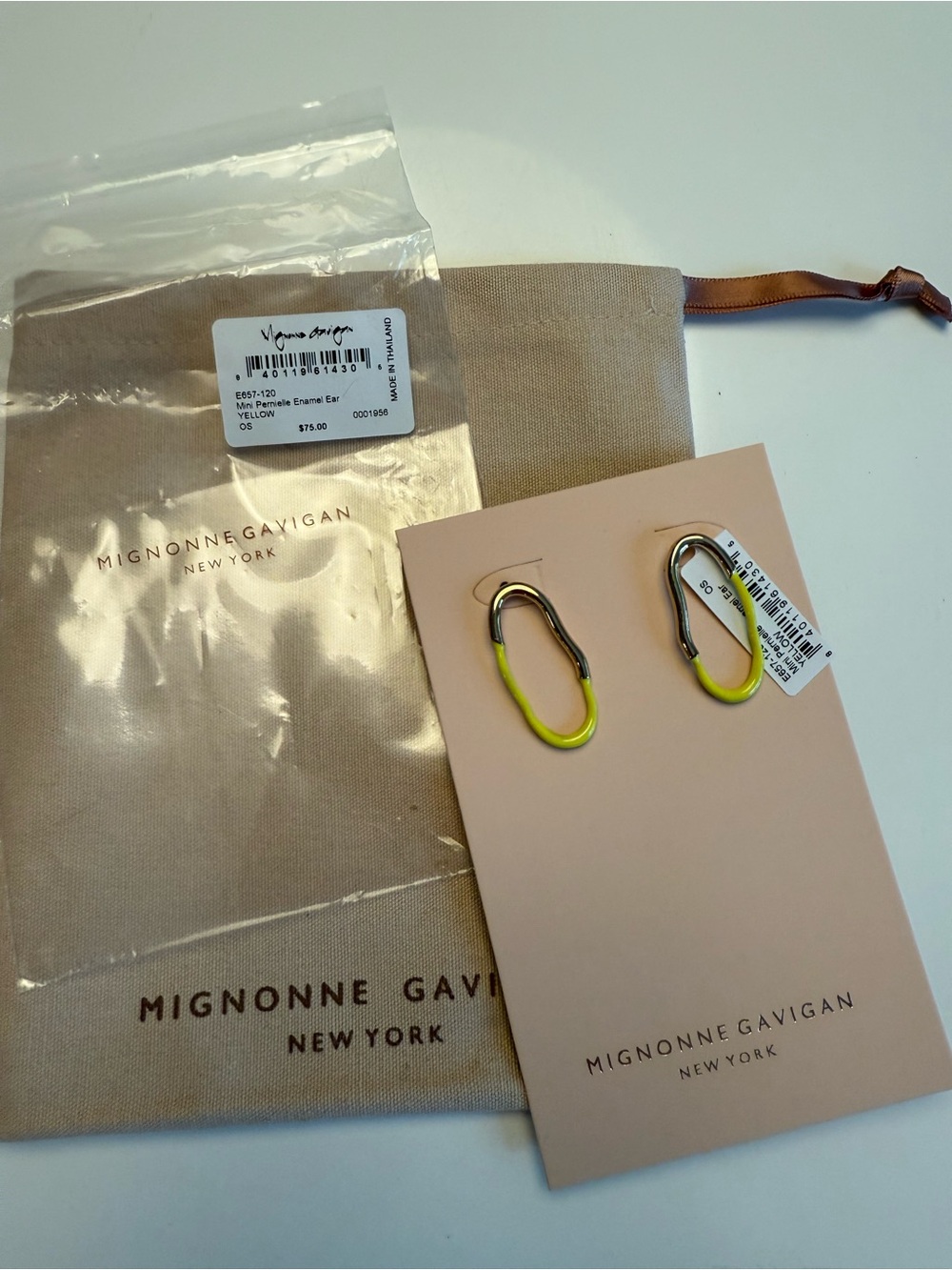 Mignonne Gavigan Neon Yellow Enamel and Gold Earrings - Picture 2 of 3